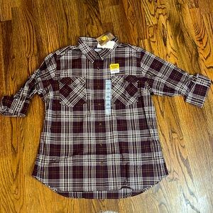 Men’s Carhartt XL 16/18 brown plaid button up